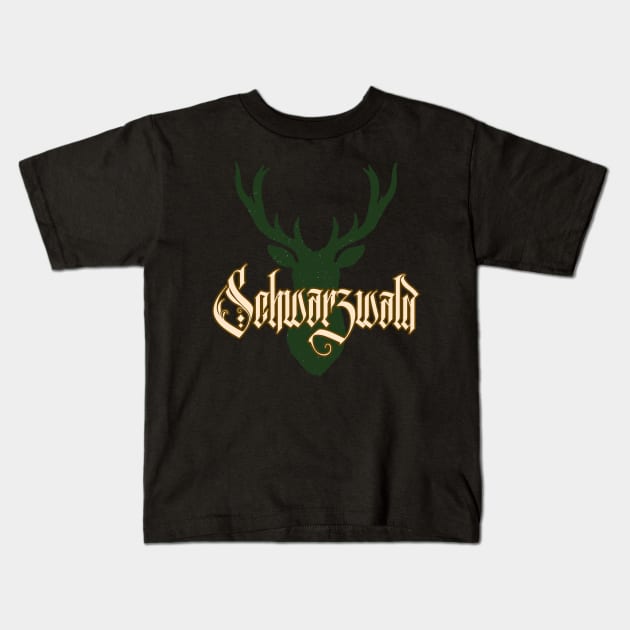 Schwarzwald Hirsch Geweih Wild Natur Schwaben Kids T-Shirt by Foxxy Merch
